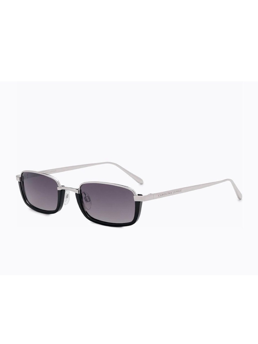 Silver & Black Womens Rectangular “Duke” Sunglasses by Carolina Lemke CL3158-01